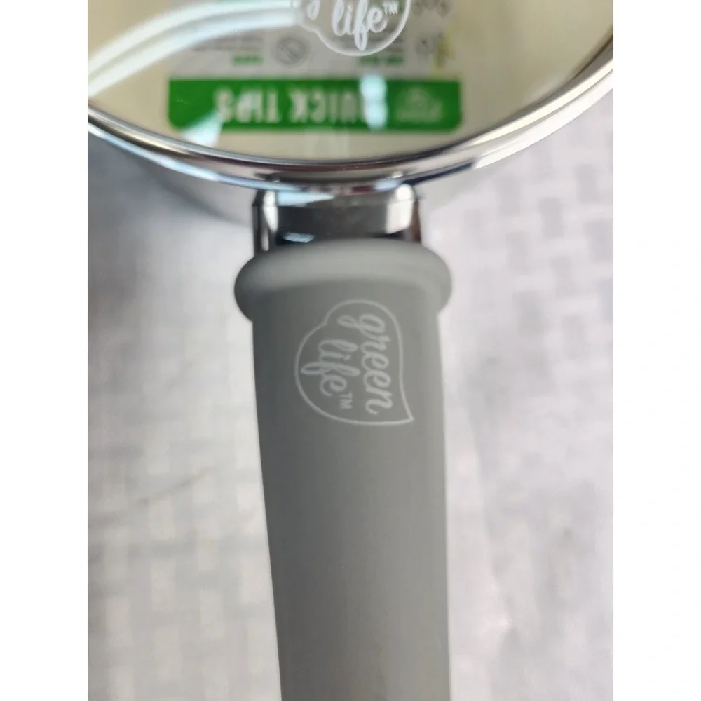 Set NEW Greenlife Healthy Nonstick Ceramic Cookware Dutch Oven & 2 Sauce Pans Li